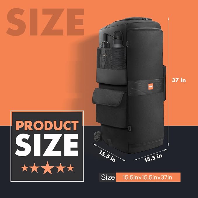 LEFOR·Z Speaker Case Compatible with JBL PartyBox 720,Bottomless Speaker Dust Cover Storage Bag Fits for JBL PartyBox 720 for Outdoor Travel,Black+Orange,Portable Cover Only(Without Wheels)
