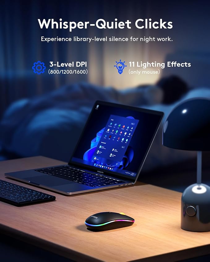 Foldable Keyboard and Mouse, Samsers Folding Bluetooth Keyboard Combo, 2.4G + BT5.0 x 2, Full-Size Portable Travel Keyboard & Rechargeable Wireless Mouse for Windows Android iOS Mac OS, Black