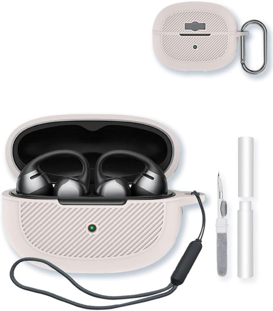 Case for SHOKZ OpenDots ONE True Wireless Earbuds,Soft Protective,BOVUGAC Silicone Case Cover with Keychain & Cleaning Kit & Lanyard for SHOKZ OpenDots ONE-Grey
