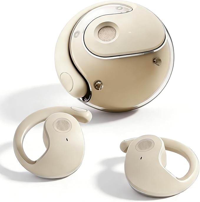 Over Open Ear Earbuds Wireless Bluetooth Open Ear Headphones Air Conduction Earbuds that Don't Go in Your Ear with Awareness of Surroundings with Over-Ear Hooks
