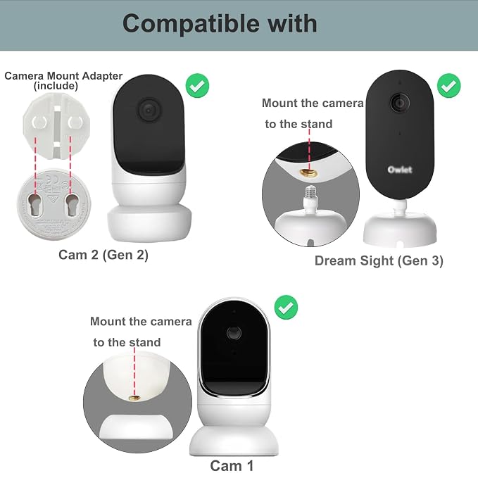 Baby Monitor Floor Stand Holder Mount for Owlet Dream Sight (Gen 3)/Dream Duo (Gen 2)/Cam (Gen2)/Cam (Gen 1)