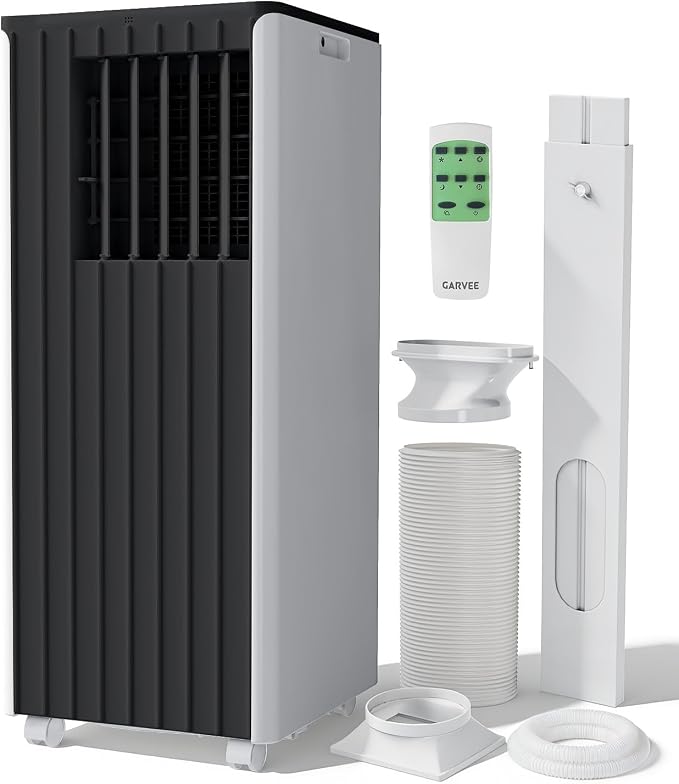 8000 BTU Portable Air Conditioner - 3 in-1 AC Unit Cools 350 Sq. Ft Rooms, Quiet 50 dB Operation w/Touch Control & Remote, Window Kit & 24H Timer, Dehumidifier & Fan Modes for Bedroom, Black Top