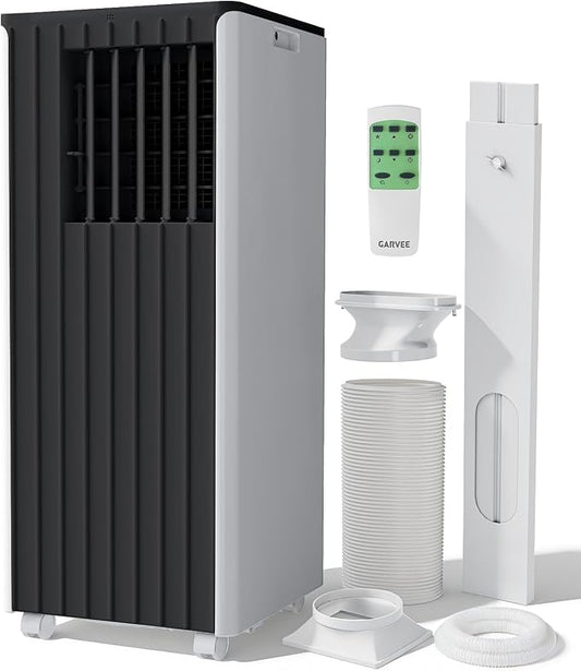 8000 BTU Portable Air Conditioner - 3 in-1 AC Unit Cools 350 Sq. Ft Rooms, Quiet 50 dB Operation w/Touch Control & Remote, Window Kit & 24H Timer, Dehumidifier & Fan Modes for Bedroom, Black Top
