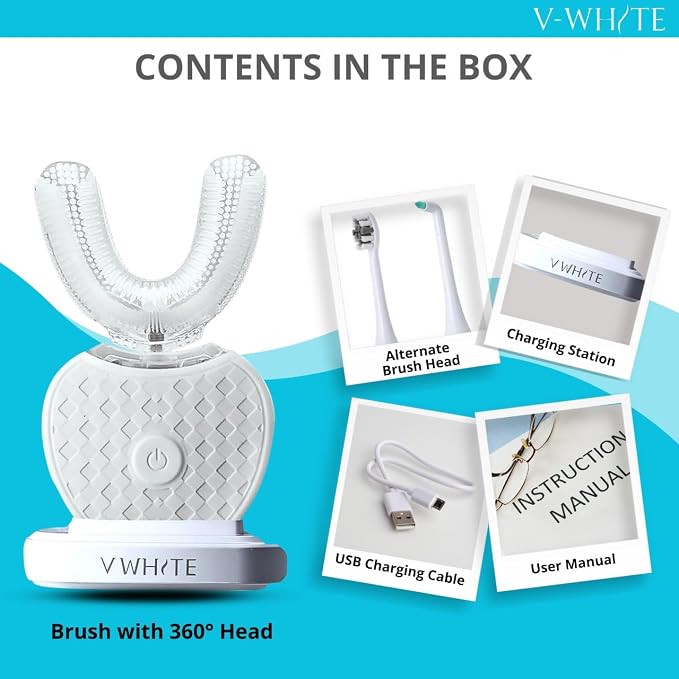 V-WHITE Ultrasonic Toothbrush Bundle: Ultimate Oral Care for The Whole Family Includes 1 X Electric Toothbrush for Adult, 1 X Electric Toothbrush for Kids and 1 X Foam Toothpaste for Kids