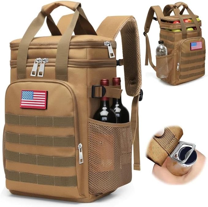 Fathers Day Gift-Tactical Backpack Cooler,Large Cooler Backpack Lunch Box for Men Adults Work with Handle,Insulated Soft Thermal Bag