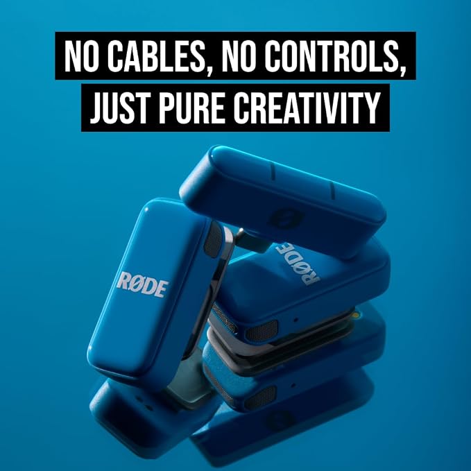 RØDE Wireless Micro - Compact Wireless Microphone, Two Mics with Charge Case for Smartphone Content Creation - USB-C, Blue