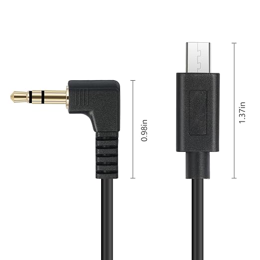 1FT Micro USB 15-Pin to 3.5mm Right Angle Timecode Cable - 90° Angled Camera timecode Cable for FX3 FX-30 A7M3 A7M4 A7S2 A7S3, 3.5mm Audio Timecode Sync, Gold-Plated Connectors