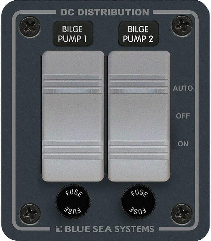 Blue Sea Systems 8664 Contura Water-Resistant DC Panel - Bilge Pump Control 2 Position, Gray