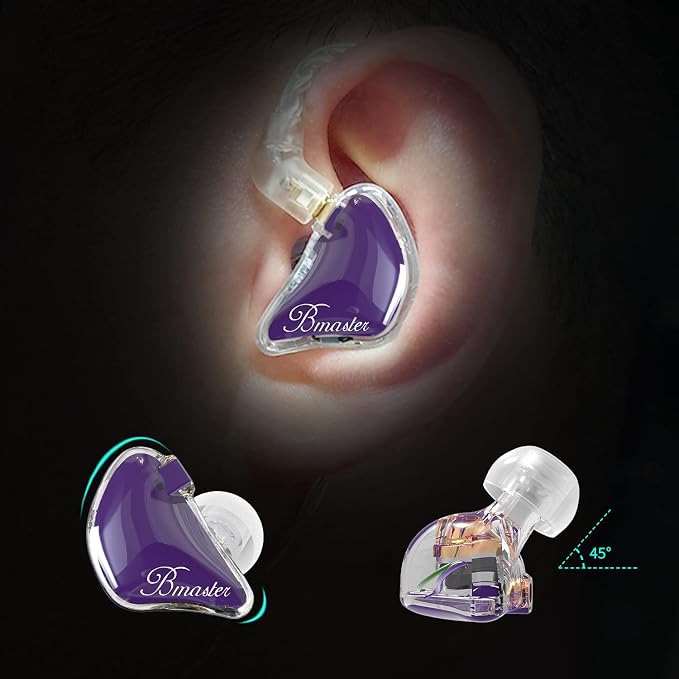 BASN Bmaster Triple Drivers in Ear Monitor Headphone with Two Detachable Cables Fit in Ear Suitable for Audio Engineer, Musician (Purple)