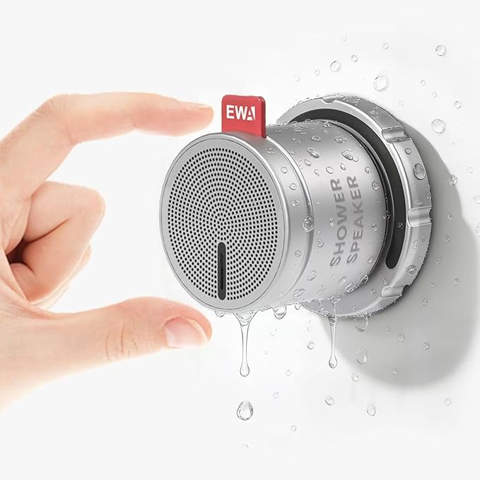 EWA Shower Speaker ,Magnetic Volume Knob Bluetooth Speaker with Phone Stand,Metal Portable Wireless Mini Speakers Waterproof ,for Bathroom Gym Home Kitchen,Birthday Gifts for Adults Teens