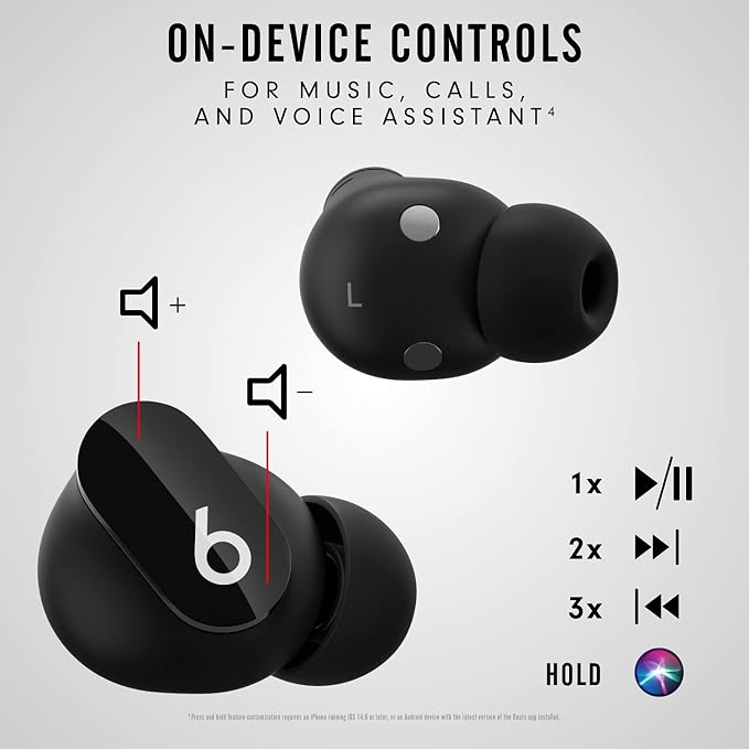 Single Left Ear Bud Replacement for Beats Studio Bud (NOT for Bud+) (Black)