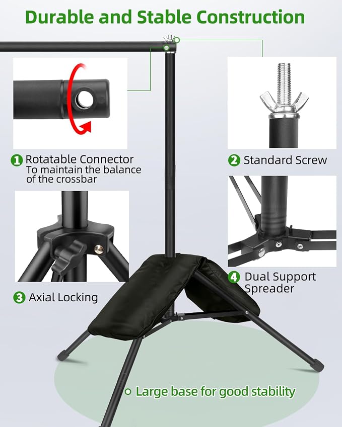 Hemmotop Backdrop Stand 11x10ft, Heavy Duty Background Stand Kit with 2 Sandbags, Photo Booth Frame for Wedding, Birthday, Baby Shower, Halloween, Christmas Party Photos, Projector Screen