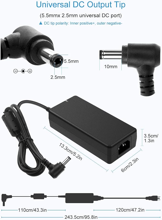 ALITOVE 12 Volt Power Supply 8A 96W AC Adapter 100-240V 50-60Hz to DC 12V Power Supply Adapter 8Amp 6A 5A Transformer 5.5x2.5mm Plug for DC12V Device LED Lights CCTV Camera Fan Printer