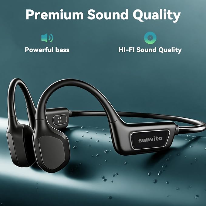Bone Conduction Swimming Headphones, IPX8 Waterproof Open Ear Headphones with 8GB MP3 Player, Bluetooth 5.4 Wireless Headphones for Swimming, Pool Training & Underwater Sports, Black