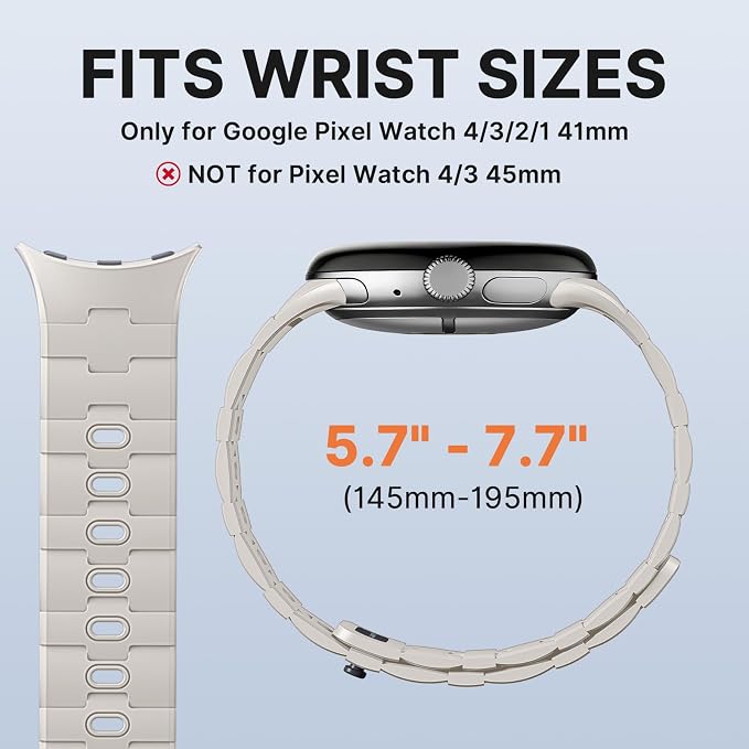 Bandletic Magnetic Silicone Bands Compatible with Google Pixel Watch 4/3/2/1 41mm for Women and Men, Rugged Soft Sport Strap Replacement Wristband