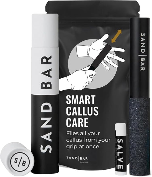 SandBar Callus Remover File for Hands - Durable Aluminum Tool for Callus Care and Dead Skin Removal - Includes Nourishing Salve - Ideal for Athletes, Climbers, and Gym Enthusiasts