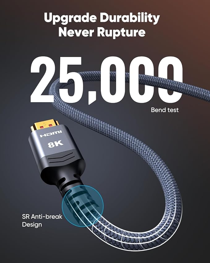 Highwings Extra Short 8K HDMI Cable 1.72ft Total Length, 1.36ft Cable Length, Ultra High Speed HDMI Braided Cord-4K@120Hz, 8K@60Hz,eARC, Compatible for PS5,Monitor,PC and More