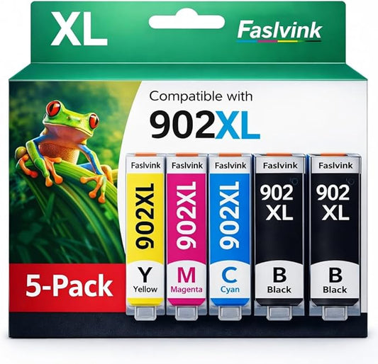 902XL 902 Ink Cartridges for HP Printers Compatible for HP 902XL Ink Cartridges Combo Pack Work with OfficeJet Pro 6978 6968 6975 6970 6960 6958 (2 Black, Cyan, Magenta, Yellow) 902XL Ink