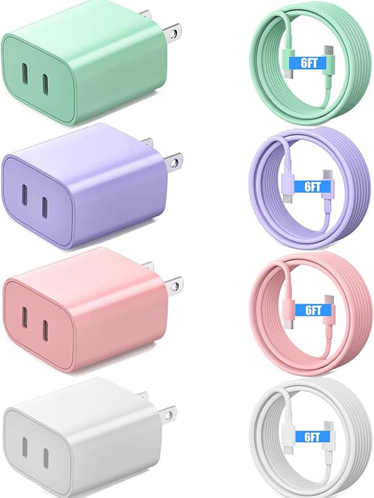 for iPhone 17 Charger Fast Charging, 40W Dual Port USB C Wall Charger Fast Charging Block with 6FT Long USB C to C Charging Cord Compatible with iPhone 16/15/15 Plus/15 Pro/15 Pro Max