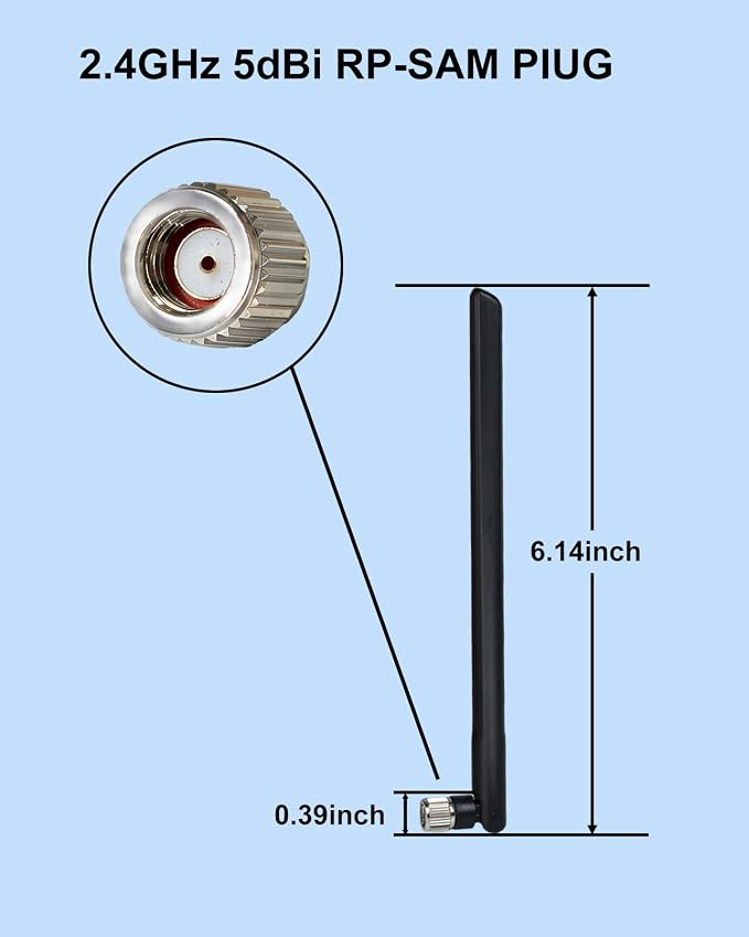 AI Magnetic Solar Wireless Backup Camera with 5dBi RP-SMA Male WiFi Antenna 2.4GHz