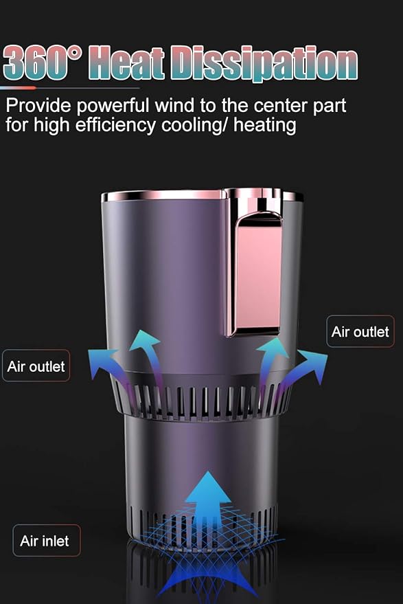 Home & Car Cup Cooler Warmer Quick Electric Cooling Cup -3℃~58℃ Heat and Cold Insulation Drink Cooler Cup Coffee Warmer for Office/Road Trip