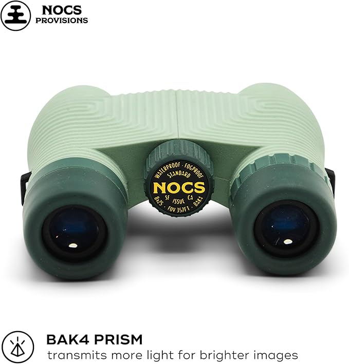 Nocs Provisions Standard Issue 8x25 Waterproof Binoculars, 8X Magnification, Bak4 Prism, Wide View Multi-Coated Lenses for Bird Watching, Hiking & Backpacking - Glacial Blue