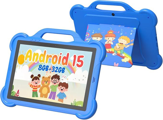 PEICHENG10inch Kids Tablet, RAM 8GB((3+5Expand) ROM 32GB Android 15 Tablets for Kid, Parental Control Toddler Tab with Case 2+8MP Dual Camera, HD Screen, Pre-Installed Kids Educational APP
