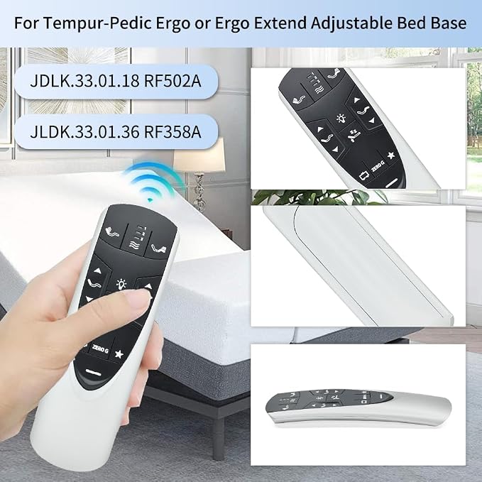 RF358A Remote Control Replacement for Tempurpedic Ergo or Ergo Extend Adjustable Bed Base JDLK.33.01.18 RF358A JLDK.33.01 36, Compatible with RF502A, 2 Years Warranty