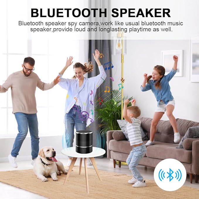 Indoor Security Camera in Bluetooth Speaker, 240° Viewing Angle,1080p Full HD WiFi Camera,Wireless Dome Cams Phone App,Motion Activated for Home Offices Store(2.4G /5G)