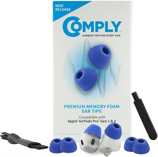 Comply Memory Foam Replacement Earbud Tips for Apple AirPods Pro 1 & 2 | Ultimate Comfort, Secure Fit, Superior Noise Isolation | Anti Slip, Prevent from Falling Out | Blue, Small (3 Pairs)
