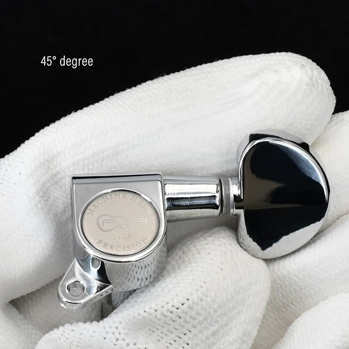 FXJXB 18:1 Guitar Tuning Pegs 3x3 Guitar Tuners Tuning Mahines Replacement for Acoustic or Electric guitars-Chrome(3R+3L)