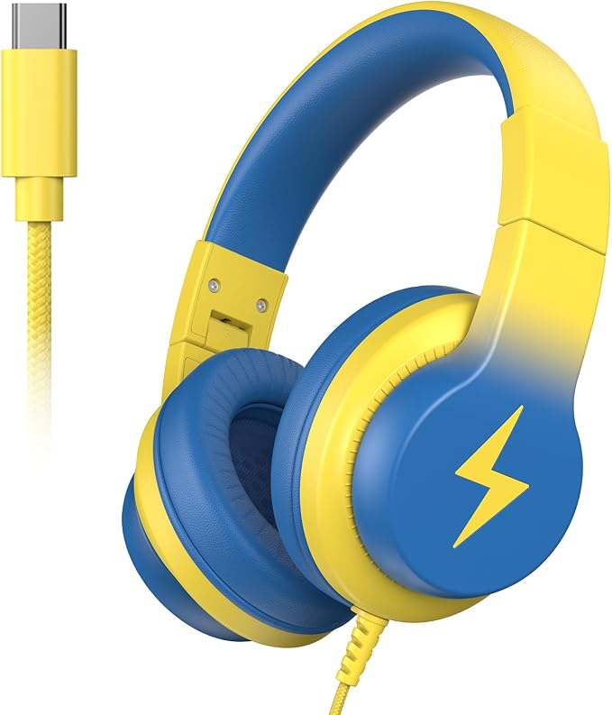 Candy Bila USB C Headphones for Kids,Foldable Wired Over-Ear for Boys Girls | 85dB Safe Volume, HD Stereo Sound, Adjustable headband, Tangle-free cord easy storage, Ideal for School, Travel, iPad, Tablet