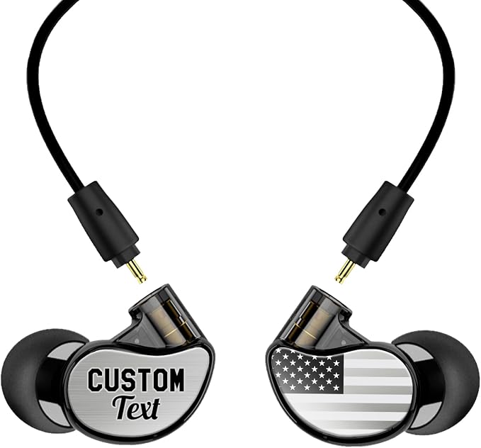 MEE audio Personalized M6 PRO in Ear Monitor Headphones for Musicians w/Engraved Metal Faceplates: Choose an Artwork and/or Add Custom Text, Noise Isolating Professional Earbuds w/Replaceable Cables