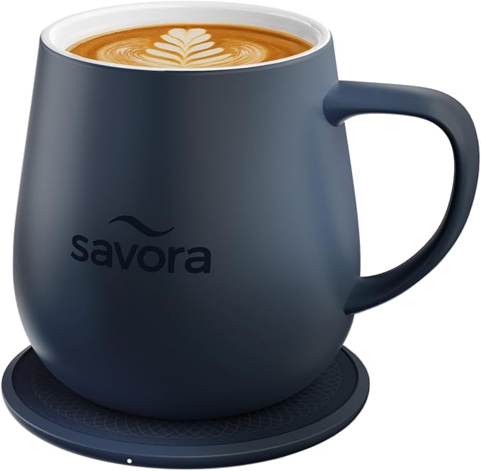 12oz IntelliHeat™ Coffee Mug | Barista’s Choice | Exclusive Wireless SmartSense Pad | Maintains Perfect 135°F | Hand-Crafted Ceramic Mug & Lid | for Tea Drinkers | Backed for Life - Blue