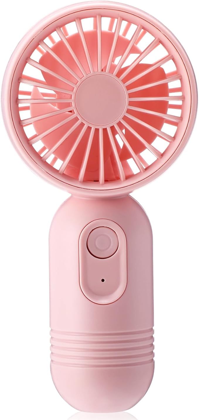 Rossesay 1 Pcs Mini Portable Fan Bulk Cute Handheld Lightweight Small Little Personal Hand Eyelash Fan 3 Speeds USB Rechargeable for Women Men Indoor Outdoor Makeup Travel (Pink)