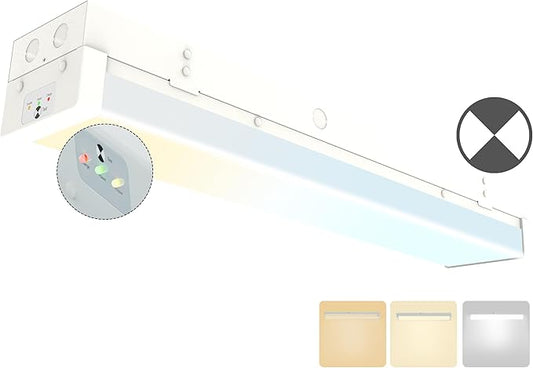 2FT LED Wraparound Emergency Stairwell Light, Battery Backup, IP20, 10W(1250lm)/20W(2500lm), 3/4/5000K CCT Selectable, 100-277V, Flush Mount Commercial LED Wrap Shop Ceiling Light Fixture, FCC