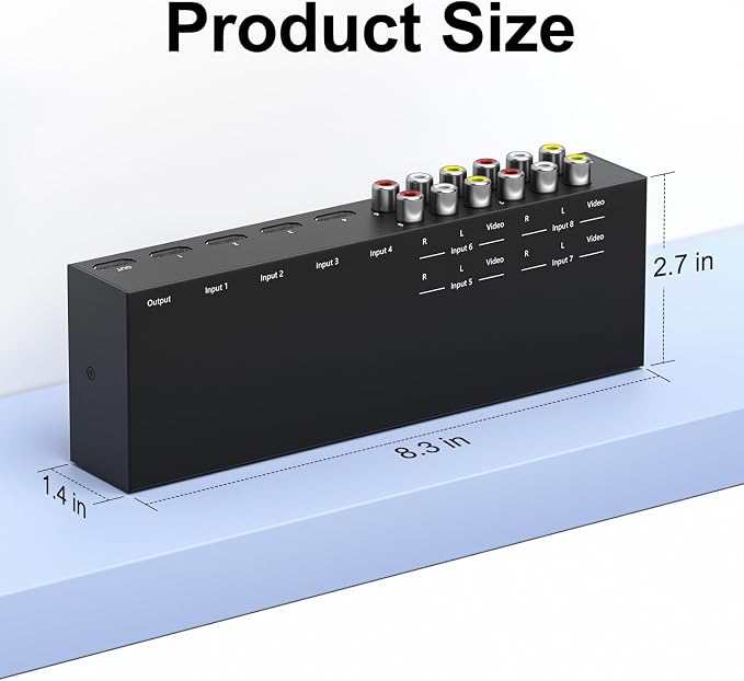 Y.D.F 4 Way HDMI 2.0 Switcher + 4 RCA to HDMI Converter(2 in 1) 4 Way AV Composite CVBS Switch to HDMI Adapter Support 4:3/16:9 Switching for N64 NGC Wii Xbox PS2/3/4/5 Xbox Series/ONE Switch