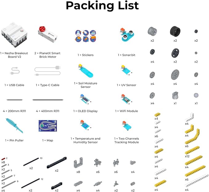 ELECFREAKS Micro:bit Space Kit with Nezha Pro Expansion Board 8+ Space Learning Projects,microbit Starter Planet X Sensors Kit with Closed Loop Motor(Without Micro:bit)
