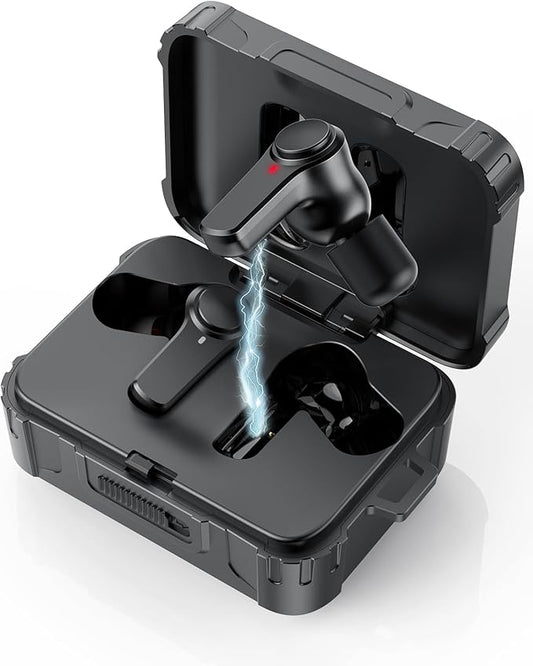 Qozybuds Bluetooth 5.4 Jobsite Earbuds, 29dB SNR Hearing Protection, 70Hours Playtime, ENC Ear Protection, IPX6 Waterproof, True Wireless Earplugs for Work with 12pcs Ear Buds