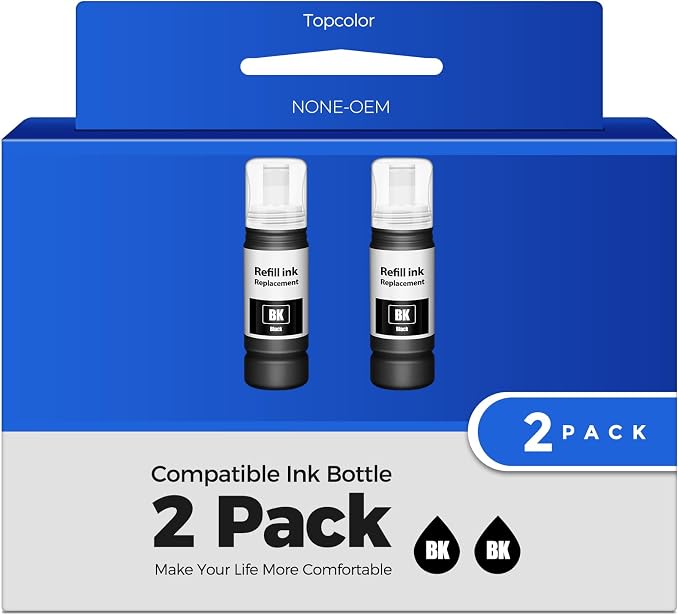 Compatible for EPT552 Black Ink Bottles ET-8550 ET-8500 Replacement for Ink Refill Bottle (2 Black) Work for Photo ET-8550 ET-8500 ET 8550 ET 8500 ET8550 ET8500 8550 8500 Supertank Printer