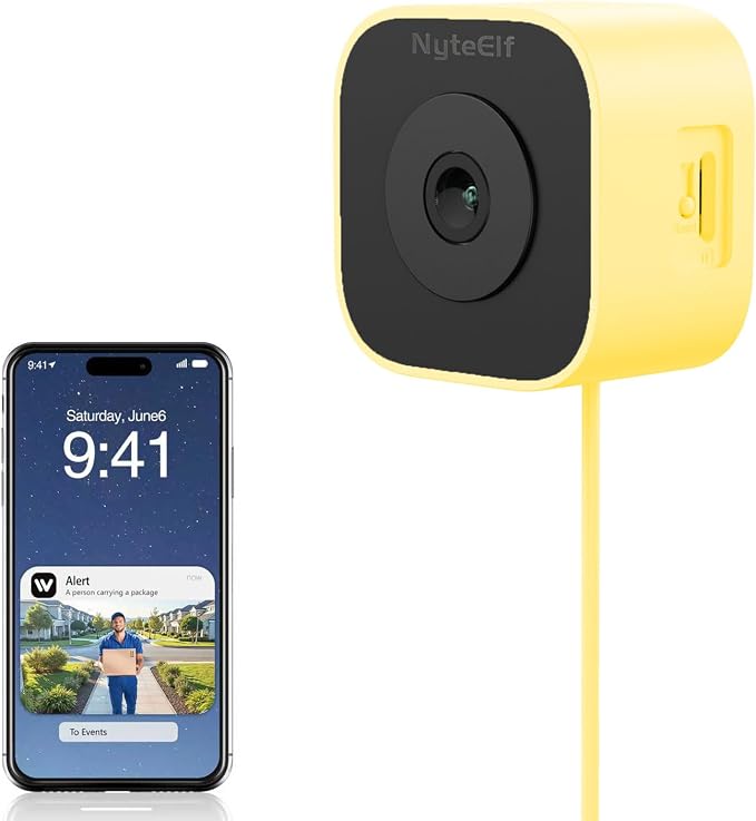 3MP Window Cameras for Home Security,Security Camera, 2K Full Color Night Vision, AI Human & Motion Detection, 24/7 Recording, Two-Way Audio, Easy Installation(Yellow)