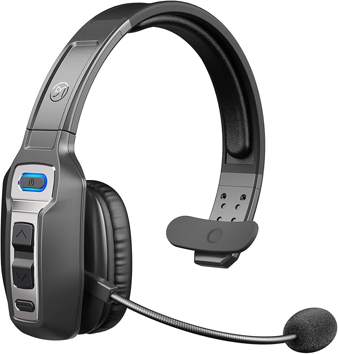 BRAMMAR Trucker Bluetooth Headset with AI Noise Cancellation Microphone, Trucker Headset with 65Hrs Talk Time & Mute Button, Multipoint Connection, Bluetooth Headsets Fit for Truck Drivers/Cell Phones