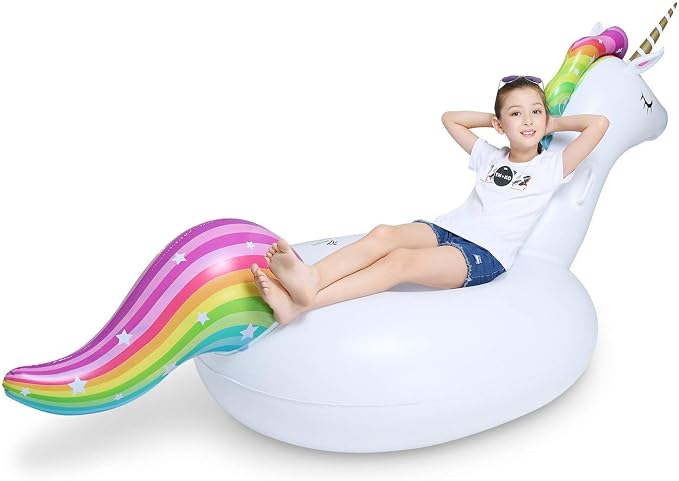 Jasonwell Big Inflatable Unicorn Pool Float Floatie and Electric Air Pump
