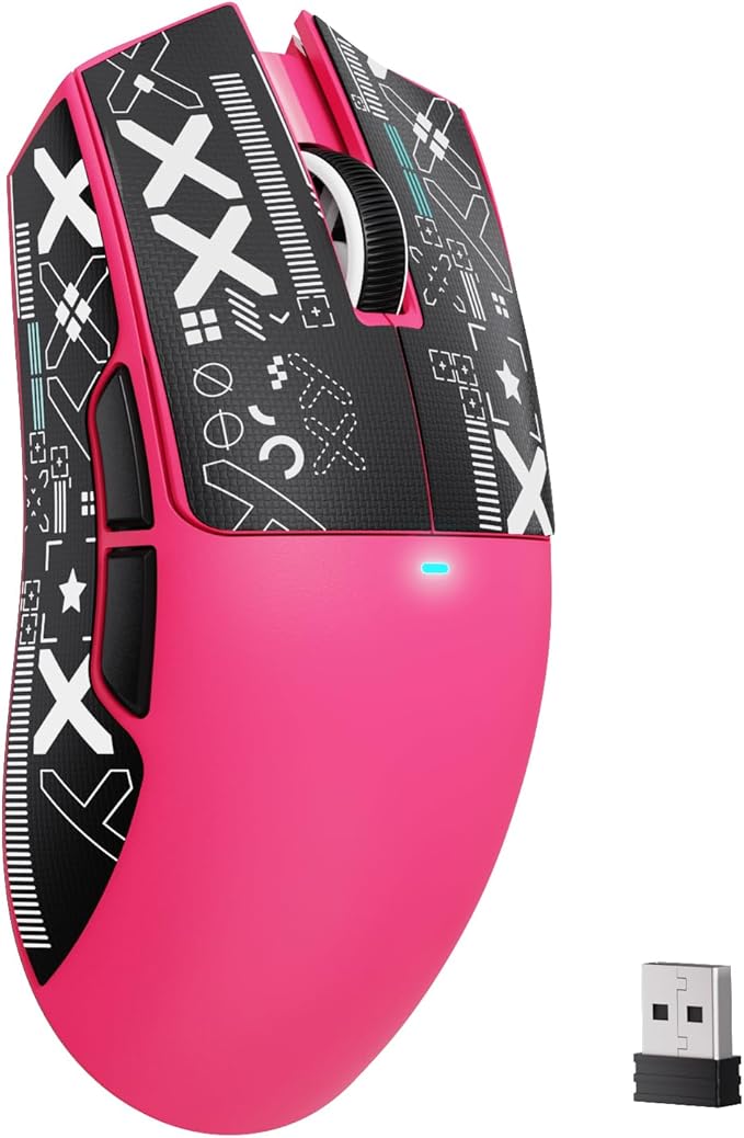 MAMBASNAKE Attack Shark X11SE Lightweight Wireless Gaming Mouse, Tri-Mode 2.4G/USB-C Wired/BT, 22K DPI, PAW3311 Optical Sensor, 59g, 5 Programmable Buttons, 300mAh Battery for PC/Mac((Berry-Griptape)