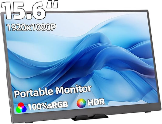 15.6 Inch Portable Gaming Monitor, Portable Monitor with HDR, Ultra Slim, Eye Care, External Second Screen for Laptop, PC, PS5, Mac, Xbox