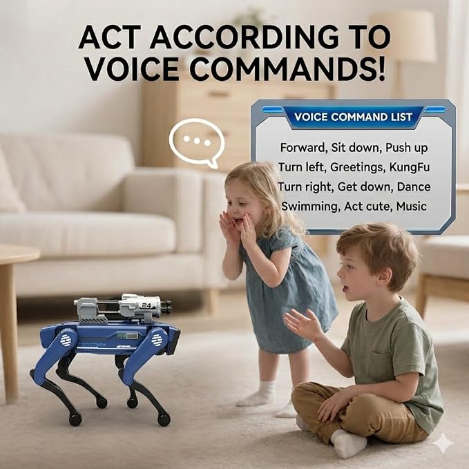 Robot Dog Toy for Kids, Interactive Smart Robotic Puppy with Voice & Remote Control, Programmable AI Pet 30+ Actions, Music & Dance, Soft Bullet Shooting, STEM Educational Birthday Gift Boys Girls