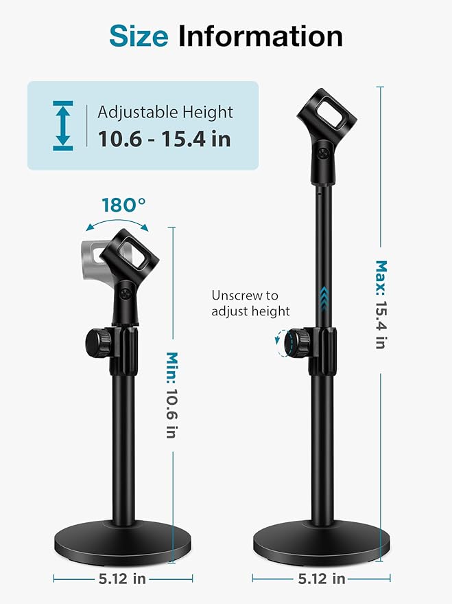 InnoGear Desktop Microphone Stand & 360° Rotatable Low Profile Mic Stand with Magnetic Cable Management Desk Mount for Fifine AM8 K669B Blue Yeti HyperX QuadCast SoloCast AT2020