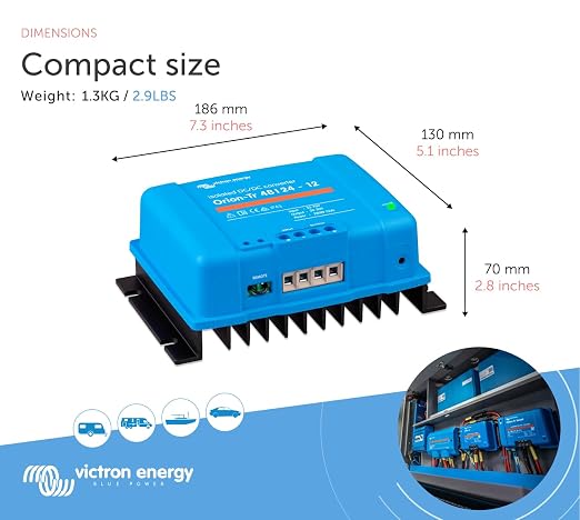Victron Energy Orion-Tr DC to DC Converter - 48/24-Volt 12 amp 280-Watt | IP43 Protected, for Dual Battery Systems, Isolated
