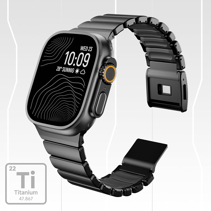 Magnetic Titanium Band Compatible with Apple Watch Ultra 3/2/1 Band 49mm Series 11 10 46mm 45mm 44mm 42mm SE 3/2/1 9 8 7 6 5 4,Luxury Silicone Dual-Layer Link For iwatch Men Women