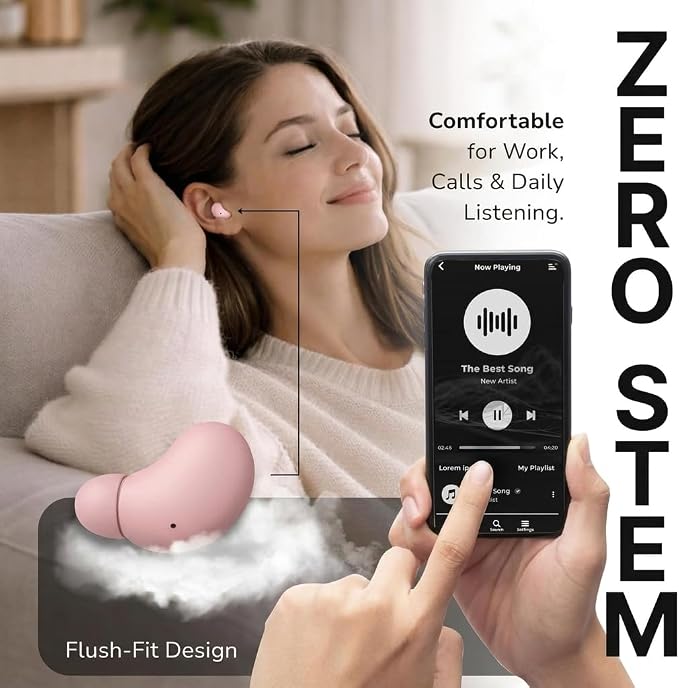 VionB Air Invisible Earbuds Wireless Bluetooth 5.4 for Small Ears, Mini Tiny Ear Buds, IPX5 Waterproof, Sound Isolating Fit, ENC Mic for Clear Calls, Discreet in-Ear Headphones (Rose Quartz)
